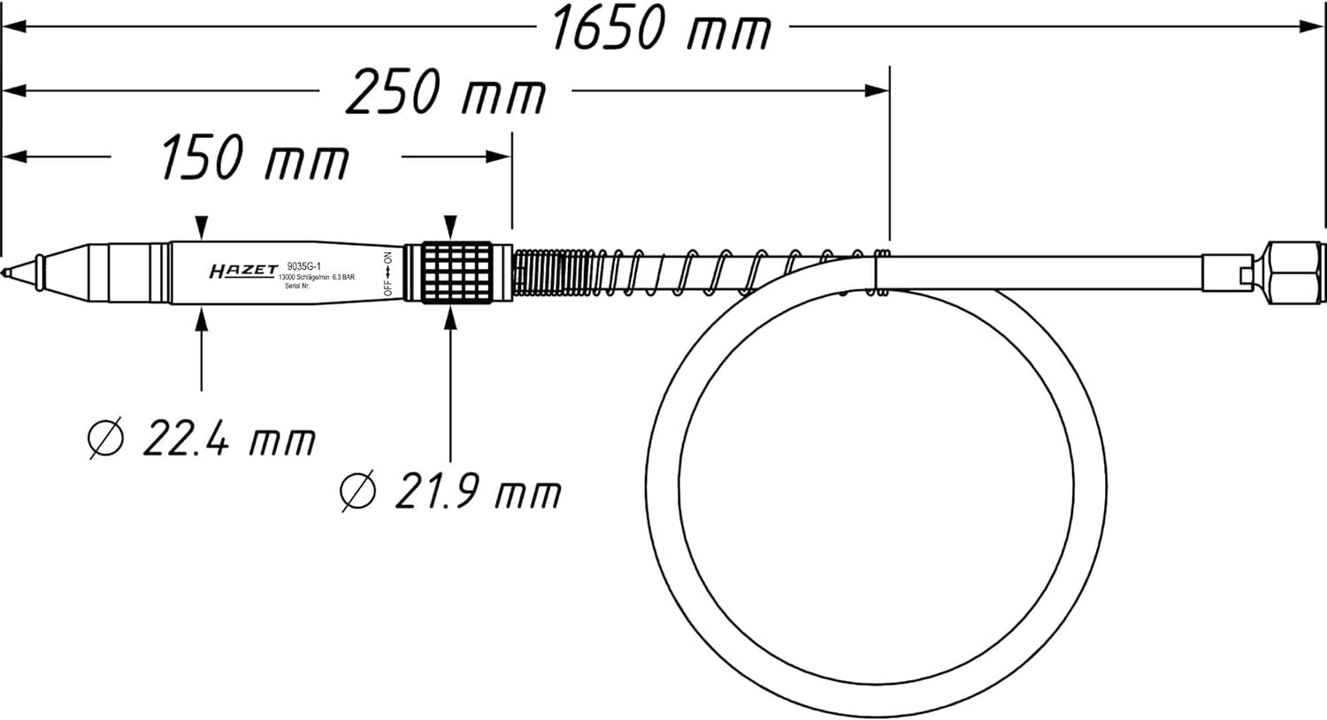 HAZET 9035G-1 I precyzyjne i trwałe znakowanie przedmiotów obrabianych I odpowiednie do metalu, kamienia, ceramiki, tworzyw sztucznych I smukła konstrukcja i optymalne wyczucie