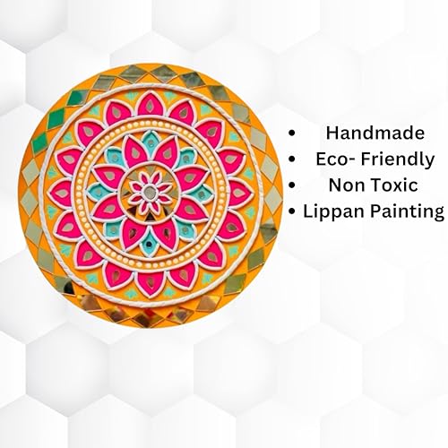 Image of Decordial Lippan Art DIY Kit | 4 Premarked MDF Boards for Mud & Mirror Art | Traditional Indian Craft Activity for Kids & Adults | DIY Home Decor Kit for Festive Gifting, Students & Beginners