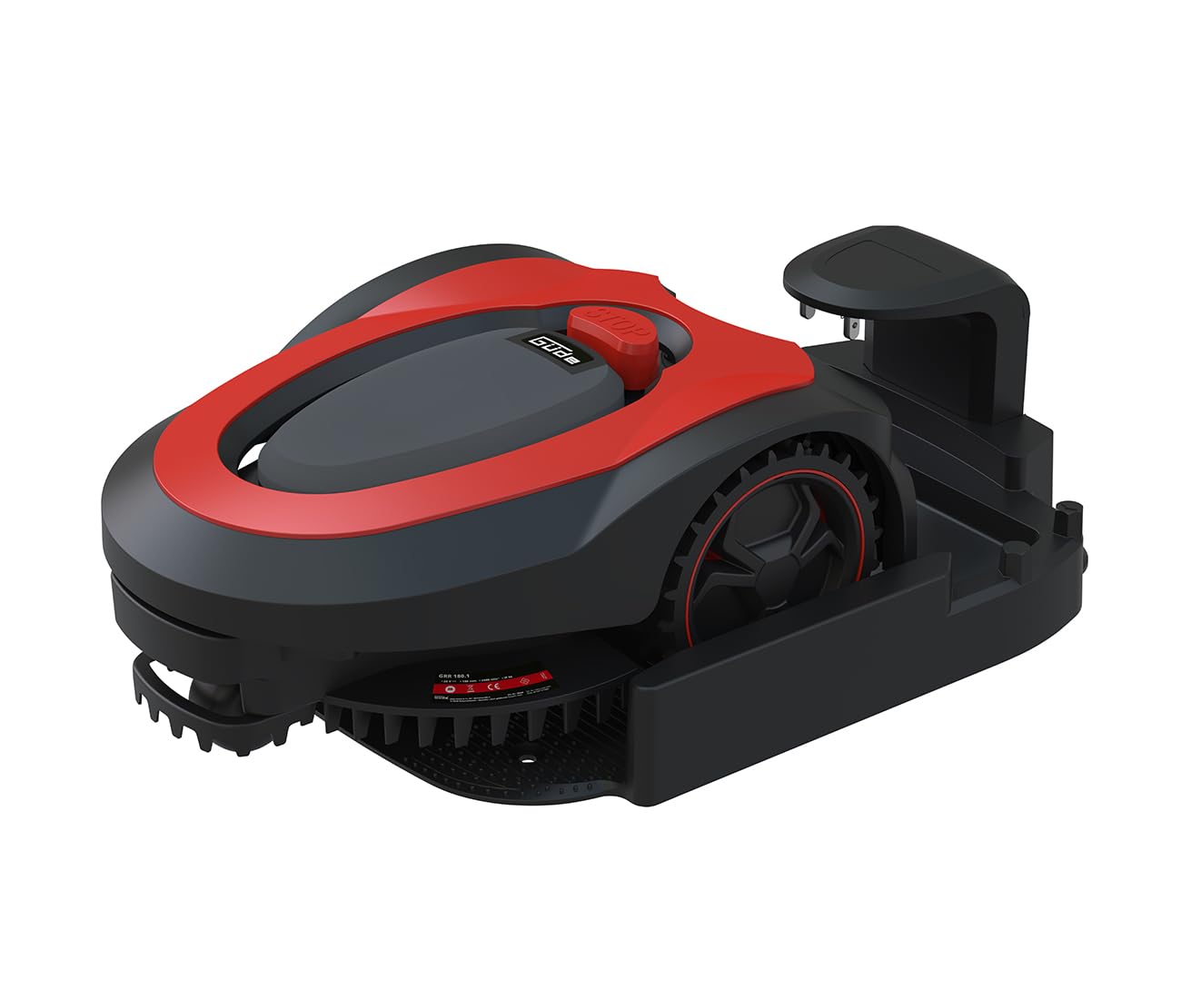 Güde Robot cortacésped Alpha 95446 GRR 180.1 (Rango de Trabajo Ajustable de 50 m² a 600 m², Altura de Corte Ajustable en 5 Posiciones, 28 V, Ion de Litio, 2 Ah), Rojo/Negro
