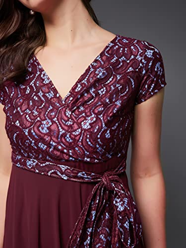 Image of Miss Chase Women's Round Neck Cap Sleeves Lace Knee -Long Skater Dress