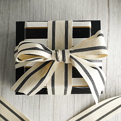 Meedee Natural Cotton Ribbon Stripes Fabric Ribbon 1-1/2 Inch Black And White Stripe Ribbon For Diy Crafts Ribbon For Gift Wrapping Home Decor Sewing (10 Yards) #TOP4