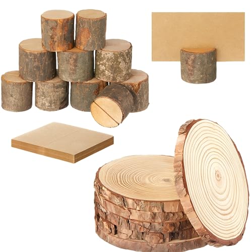 Amyhill Wood Slices Wood Place Card Holders & Table Place