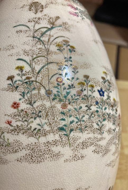 帯山与兵衛 色絵草花文 花瓶 帯山 明治 百年前 新品 国内流通品 帯山与兵衛 色絵草花文 花瓶 帯山 明治 百年前 新品 国内流通品