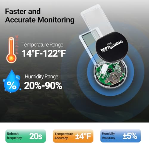 Image of REPTI ZOO Magnetic Reptile Thermometer and Humidity Gauge, Digital LCD Temperature Humidity Monitor, Tank Terrarium Temp and Humidity Meter Accessories for Bearded Dragon, Snake, Hermit Crabs, Gecko