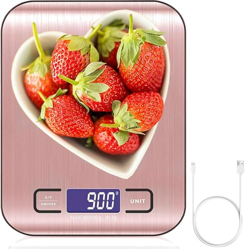 Consejos para Comprar Cuscuseras para comprar online. 38 Báscula Cocina Digital, Báscula Cocina Digital USB Recargable, Báscula de Acero Inoxidable con Pantalla LCD para 10kg/22 lbs, Balanza de Alimentos Multifuncional para Cocina
