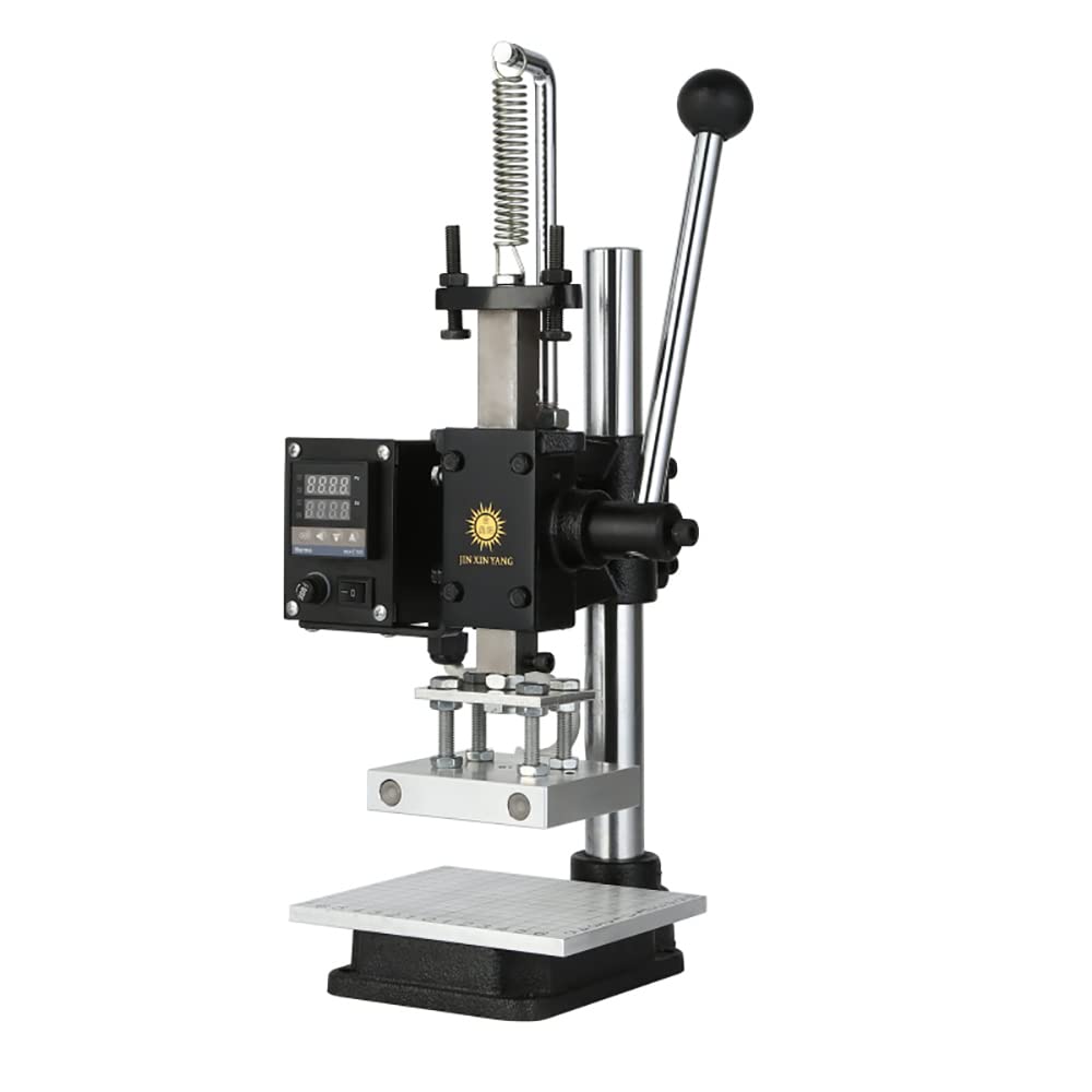 Jieotwice 5x7CM Electric Heat Manual Embossing Machine Hand Press Hot Foil Stamping Machine for Paper/Leather Craft/Wood Logo DIY