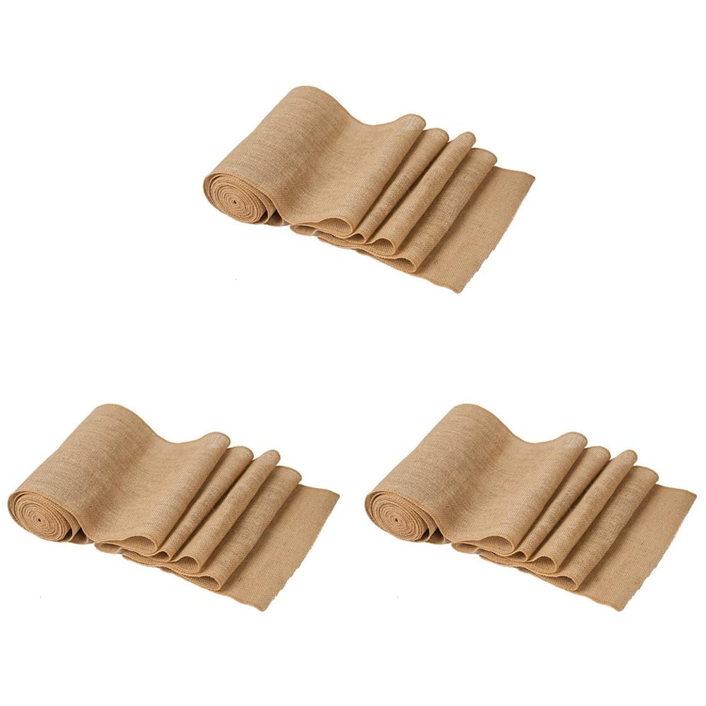Vjsujehgy 3X Table Runner 10 M X 30 cm Jute Table Runner Linen Jute Fabric, Table Runner Roll Table Decoration
