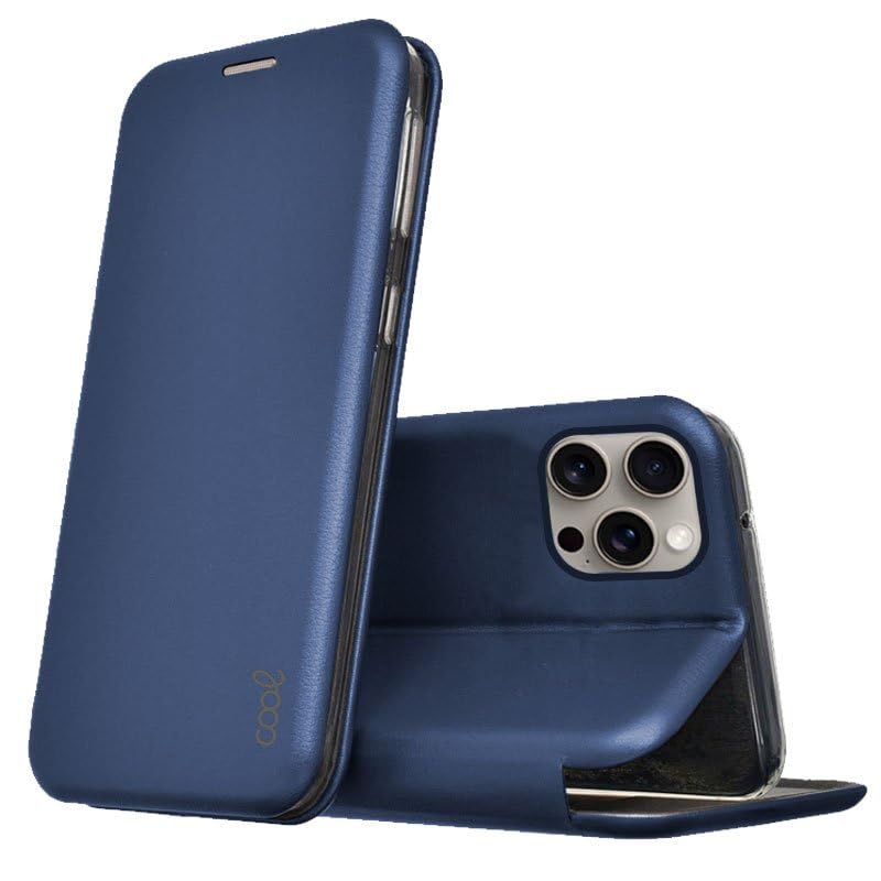 Cool Flip Cover for iPhone 15 Pro MAX Elegance Leatherette Navy, blue