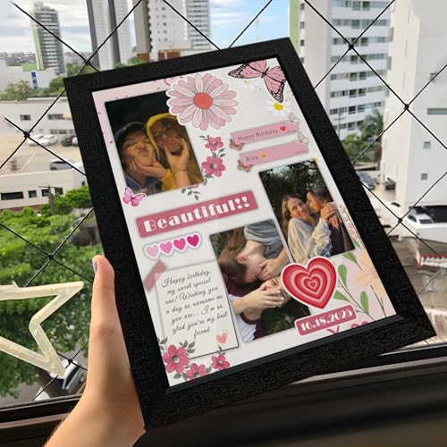 Blush of Memories, Personalised Birthday Gift for Best Friend, Gifts for Girls Age 18 to 25, Unique Gift Items for Women, Friend, Him, Her- 9.1x13.1 Inch_Black