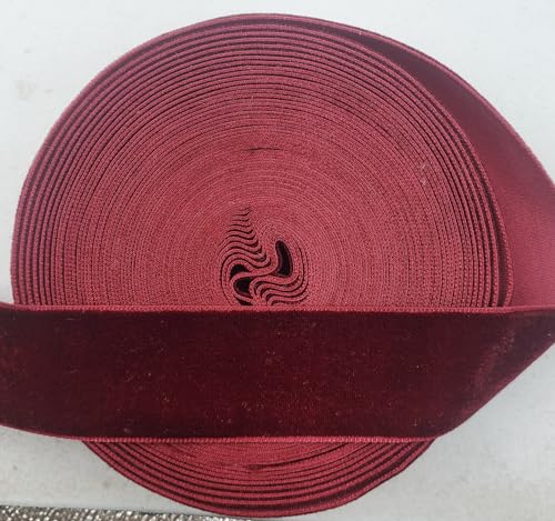 Image of 10 Yards Burgundy Velvet Ribbon Spool (Wine, 1 inch)
