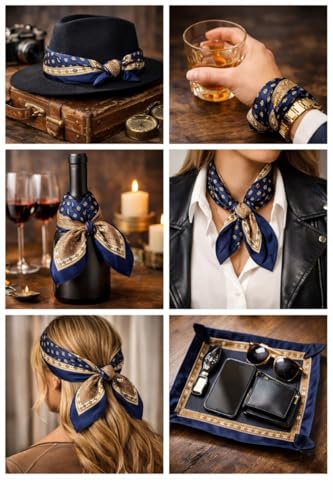 Image of Silk Like Head Scarf for Women Stylish Bandanas for Women Vintage Hair Scarf Wrap and Sleeping, Boho Floral Print Square Bandana Gift