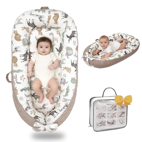 Image of Infant Support Cushion-Breathable and Soft Organic 100% Cotton, Portable Tummy Time Mat with Removable Support Cushionr Cover, Floor Baby Support Cushion for Newborn - Animal