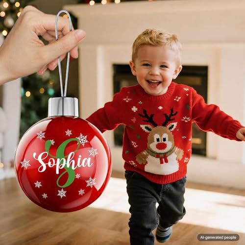 Image of Personalized Letter Ornaments for Christmas Tree - Custom Christmas Balls, Name & Monogram Ball Ornaments, Customized Initial Ornament, Family Keepsake