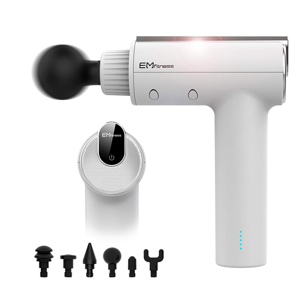 Pistolet De Massage Musculaire Masseur Électrique À Main Masseur De Soulagement Musculaire des Tissus Profonds Masseur À Percussion Ultra Silencieux À 5 Vitesses avec 6 Têtes De Massage Et Écran LCD