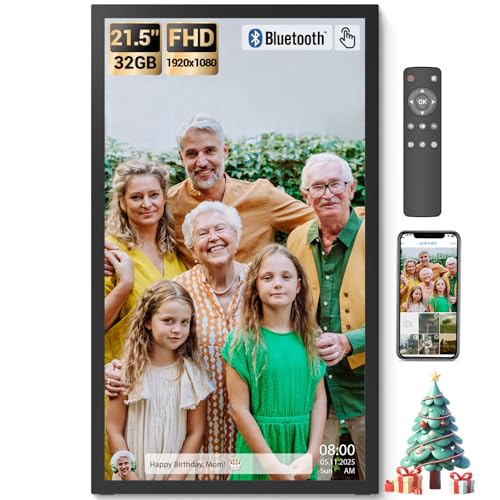 BSIMB Large Digital Picture Frame 21.5 Inch, Touchscreen 1920x1080 FHD WiFi Digital Photo Frame Electronic 32GB Remote Control, Share Pictures/Videos via App/USB/SD Easy Setup Gifts for Mom, Black