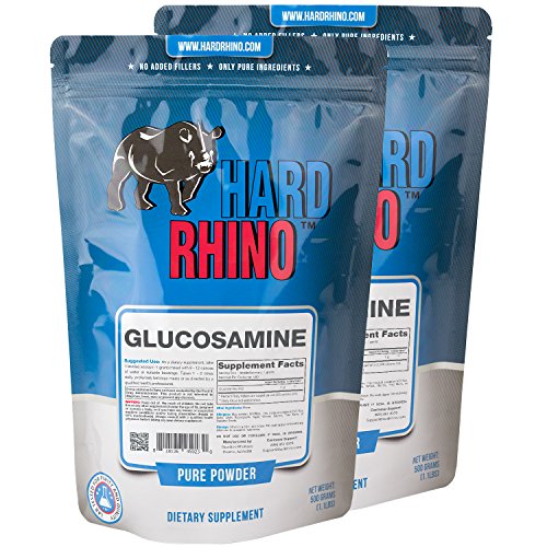 Hard Rhino Glucosamine HCL Powder, 1 Kilogram (2.2 Lbs), Unflavored, Lab-Tested, Scoop Included