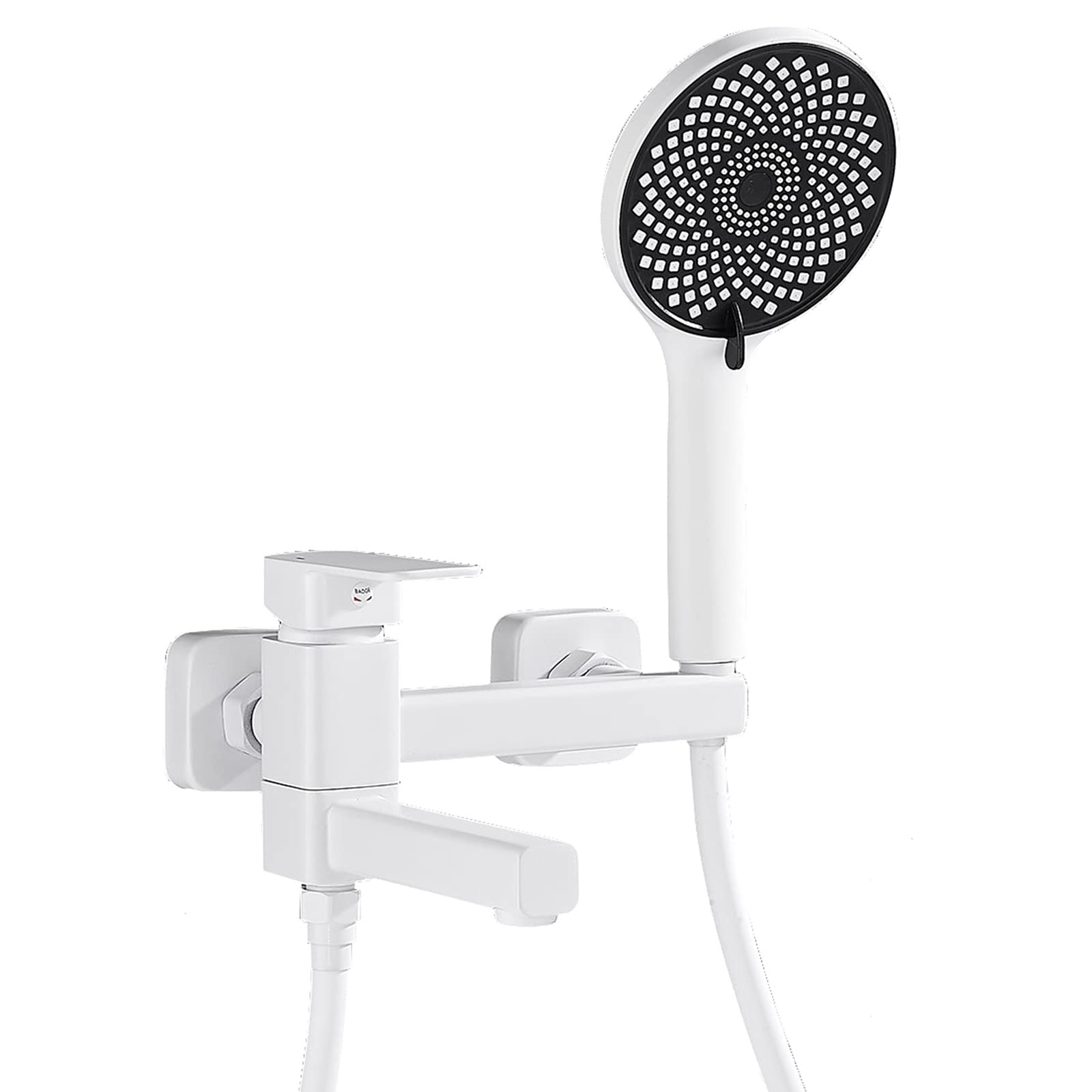 ZYCHSJXA Shower Faucet SetBathroom White, Brass Bathtub with 3 Function Hand, 90° Swivel Spout Tub Filler, Household Hot and Cold Mixer Tap,B
