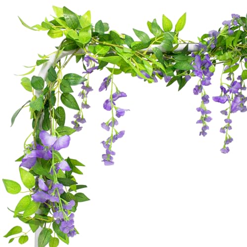 RUICK Guirlande de glycines artificielles de 7,2 m - Lilas - Pour cérémonie, maison, mariage, jardin
