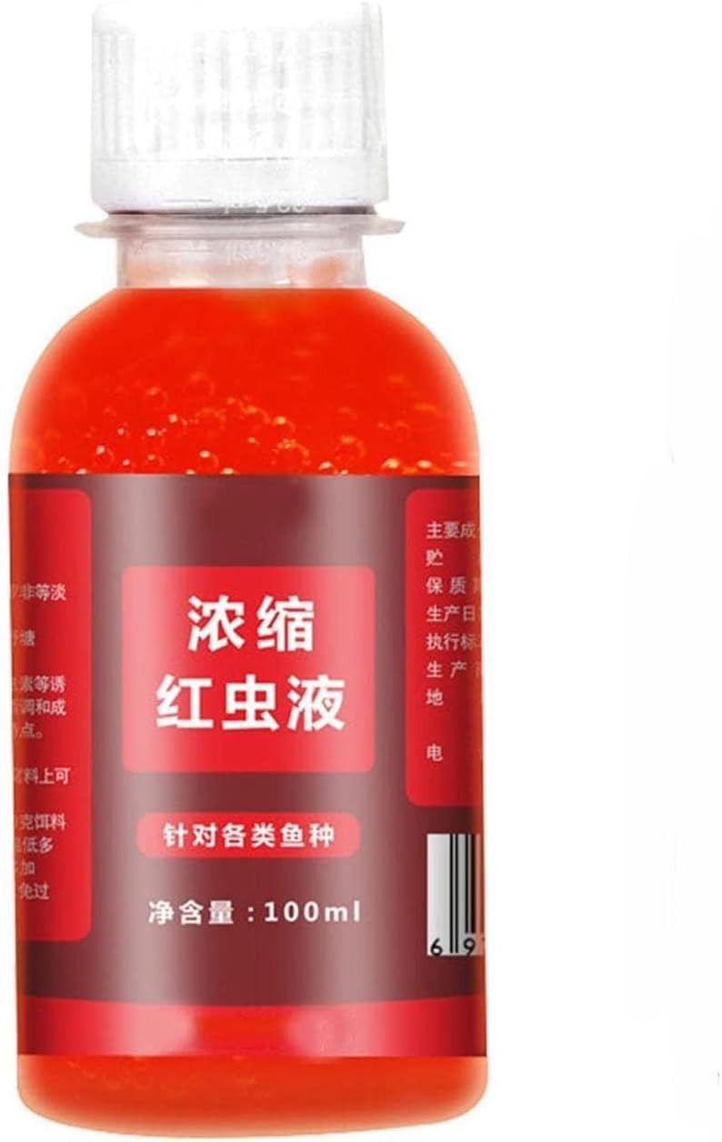 Bait Fish Additive, 100ml Red Worm Concentrate Liquid, Fishing Baits, High Concentration Fishing Lures, Fish Bait Attraction Enhancer for Trout, Cod, Carp, Bass
