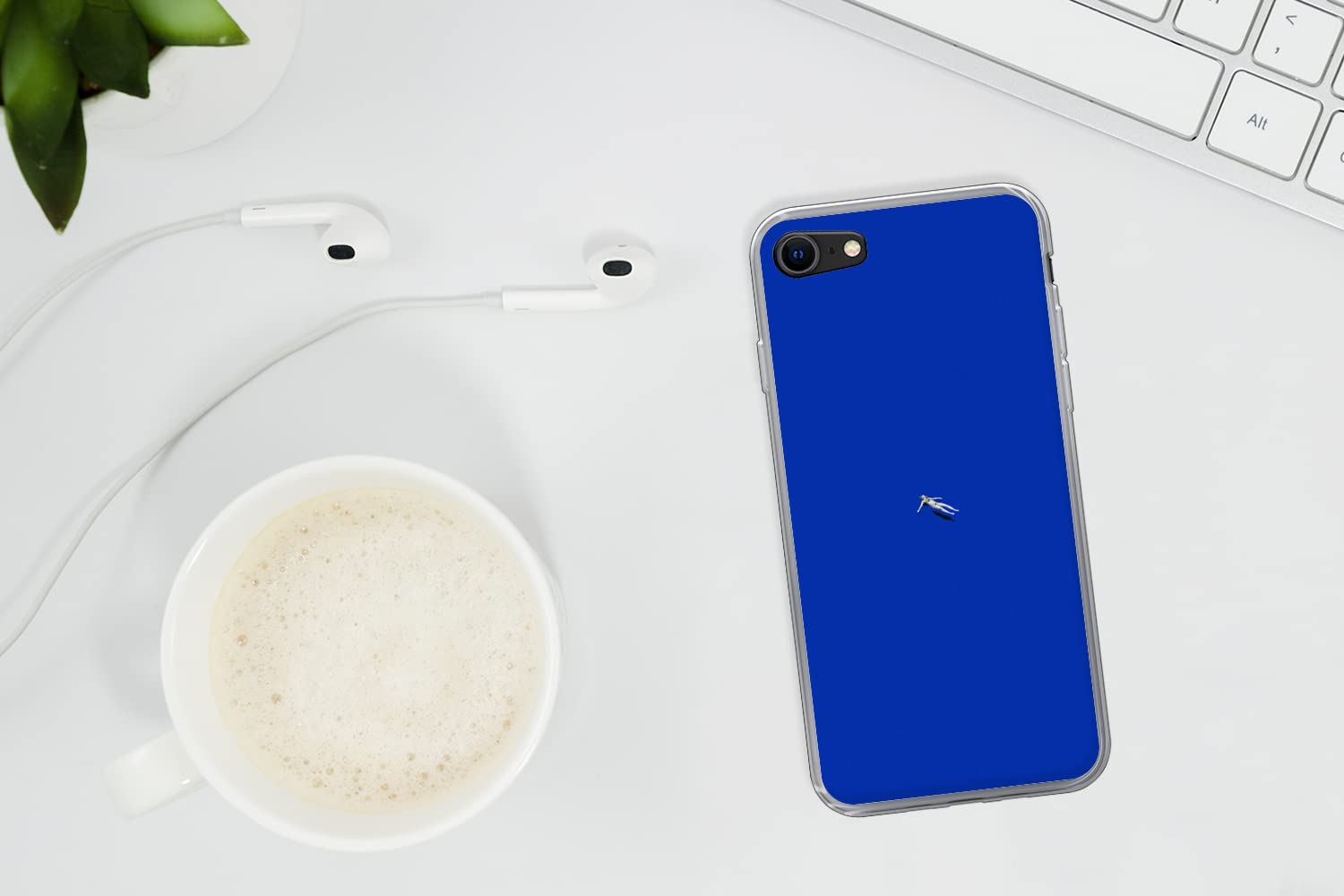 MuchoWow Funda para iPhone 7 - Vintage - Azul - Mujer - Funda de Silicona/Funda Blanda para teléfono móvil