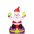Inflatable 6 Ft Christmas Santa Claus with Gift Boxes Outdoor Yard Decor, Built-in LED Lights, Tethers, Stakes - Xmas Blow Up Decoration for Yard, Lawn, Garden - Christmas Inflatables