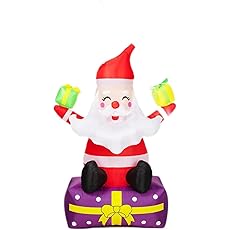 Inflatable 6 Ft Christmas Santa Claus with Gift Boxes Outdoor Yard Decor, Built-in LED Lights, Tethers, Stakes - Xmas Blow Up Decoration for Yard, Lawn, Garden - Christmas Inflatables