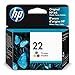 HP 22 Tri-color Original Ink Cartridge (C9352AN) for HP Deskjet D1311 D1320 D1330 D1341 D1420 D1430 D1445 D1520 D1530 D2330 D2460 F340 HP Officejet 4315 5610 J3680 HP PSC 1410 HP 3180