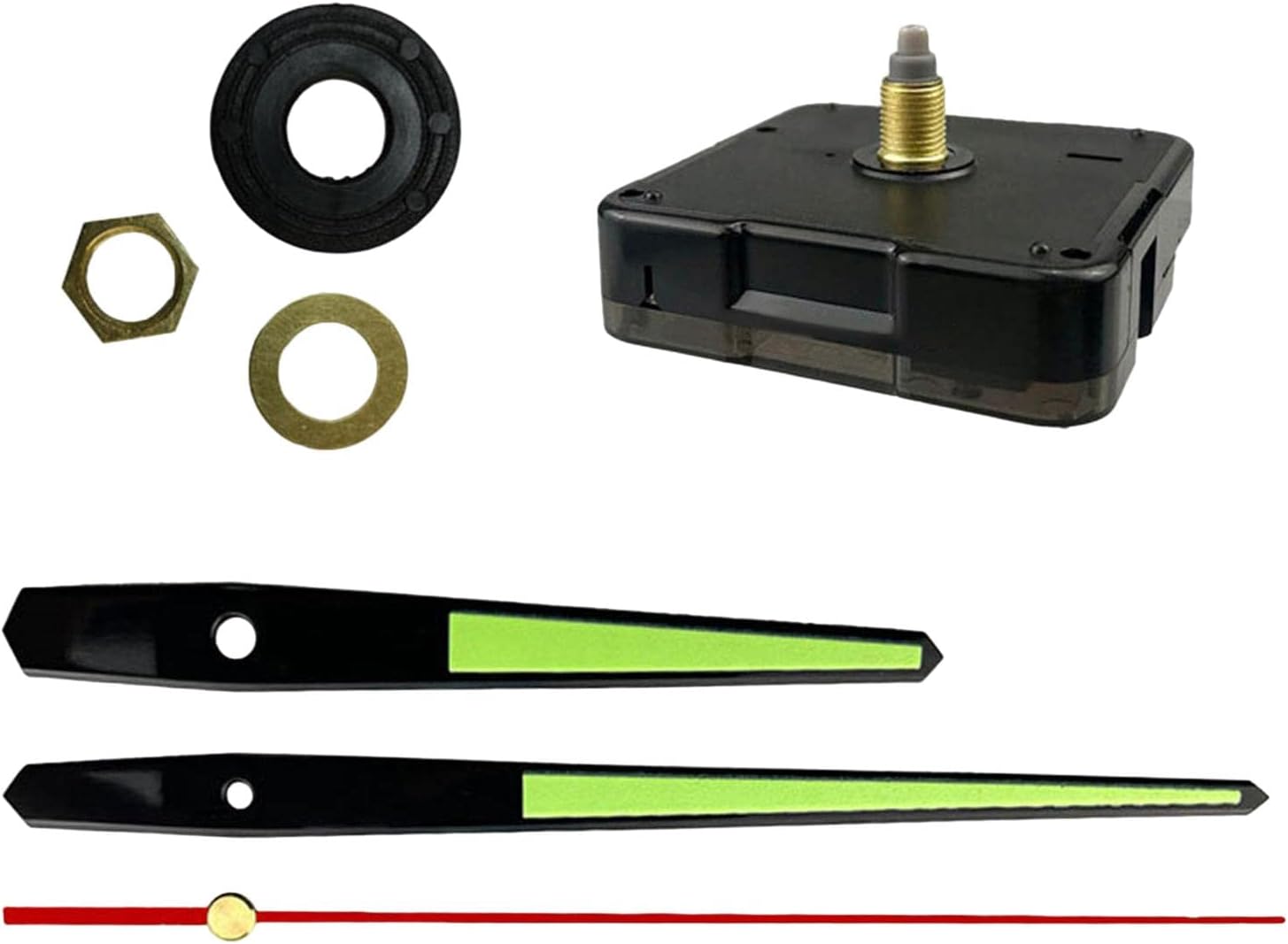 CALANDIS DIY Wall Clock Movement Mechanism Hands Set 8Mm Thread Non Ticking Fittings Red Second Hand