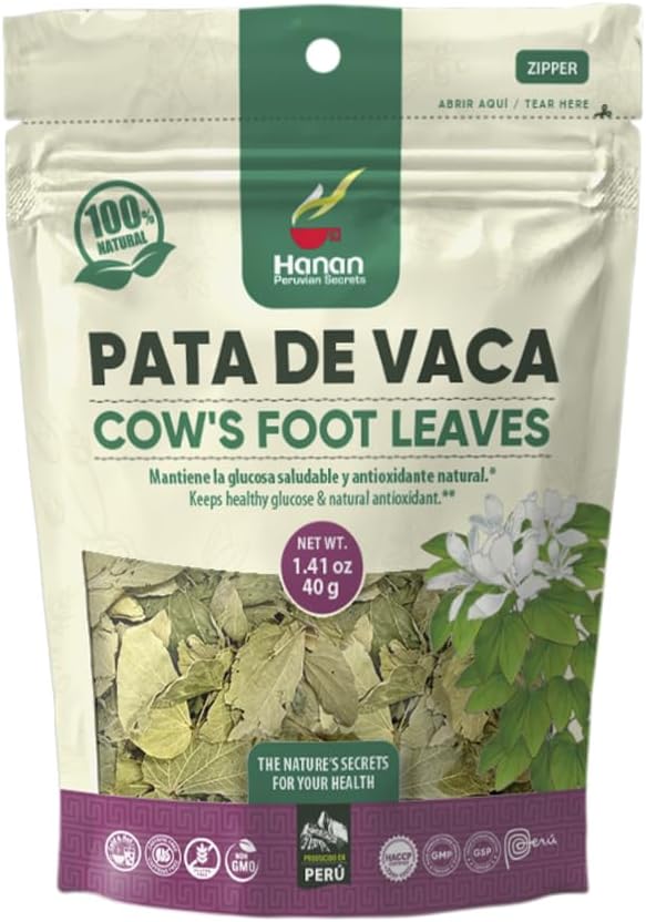 - Hanan Peruvian Secrets Cow's foot Loose (Pata de Vaca) Leaf Tea | 100% All-Natural Bauhinia forficata Leaves from Peru | 1.41oz (40g)