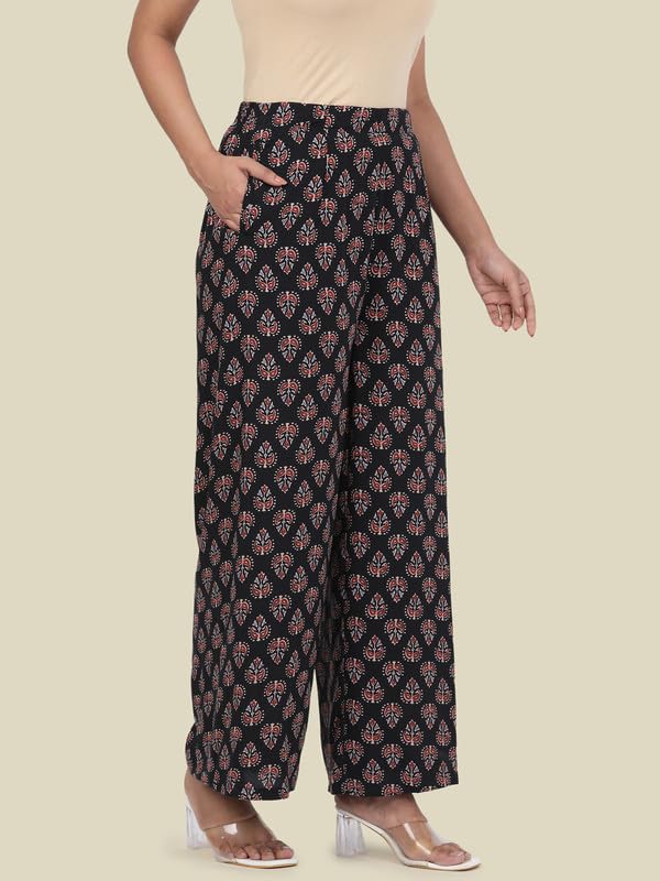 Image of GO COLORS Soft Viscose Printed Palazzo Full Length for Women| Breathable, Mid Rise