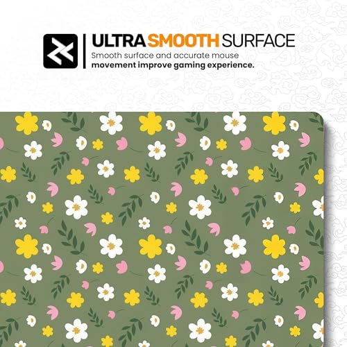 Image of Pastel Bloom Premium Desk Mat | Anti-Skid | Anti-Slip | 60 x 28 cm | Laptop Mat for Work from Home /Office /Gaming- Extended Mouse pad and Keyboard Desk mat