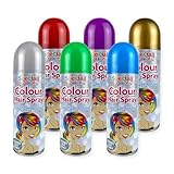 Zopper 6 x 200ml Hair Spray Multi Colour for Special Occasion Temporary Washable Fancy Dress Up Hairspray Can
