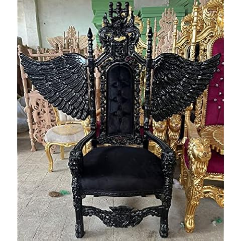 Casa Padrino baroque throne armchair with fine velvet fabric and rhinestones black - Handmade royal armchair - Wedding armchair - Giant armchair - Magnificent baroque furniture Cover