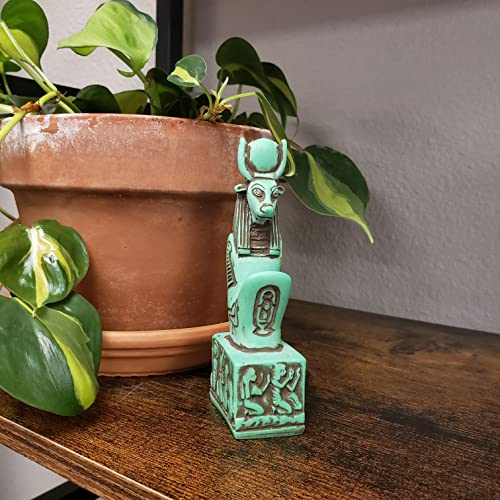 Estatua Hathor Egipcia Verde 4.75 pulgadas miniatura 5