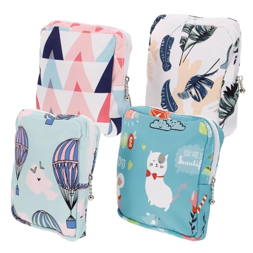 Sewroro 4piezas Bolsa Portátil para Toallas Sanitarias de Algodón Organizador Práctico para Compresas y Tampones de Unidades con Colores Surtidos para Uso Escolar y Color Color Aleatorio