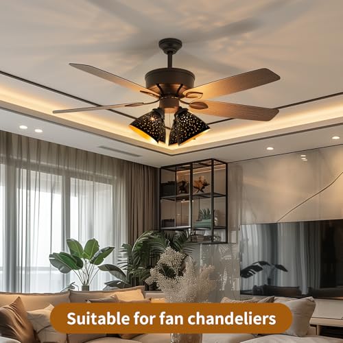 Image of Ceiling Fan Light Covers, 3 Pack Pendant Light Shade Replacement with 1-5 /8 inch Fitter, ALUCSET 4.7 inch Height and 6 inch Diameter, Metal Bell Shaped Cover for Chandelier Pendant Light (Dilated)