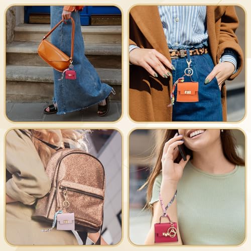 Mini sac à dos porte-clés PATIKIL en cuir blanc pour écouteurs et monnaie - 4