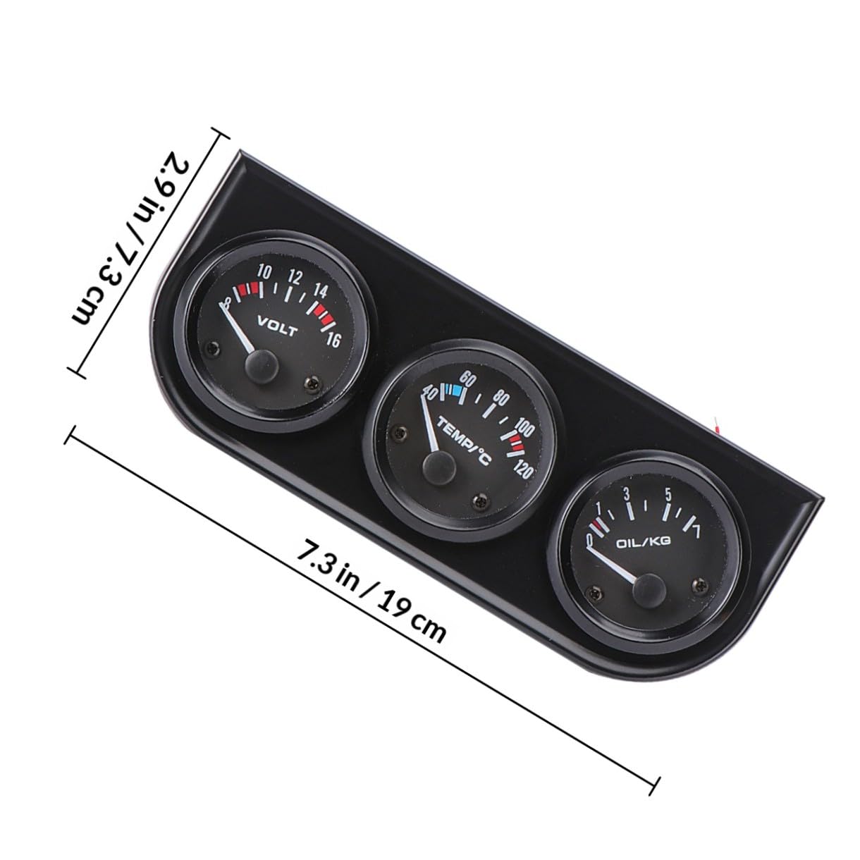 Car Gauge Kit Water Temperature Oil Pressure Voltmeter High Sensitivity Easy Operation Fit for Motors