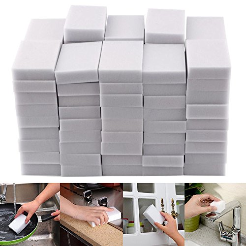 20 Pack Eraser Sponge Long Lasting Premium Melamine Sponges in Bulk Bathtub Floor Baseboard Bathroom Wall Cleaner Multi Surface Power Scrubber Foam Cleaning Pads Universal Cleaner (20PCS, 10x6x2cm)