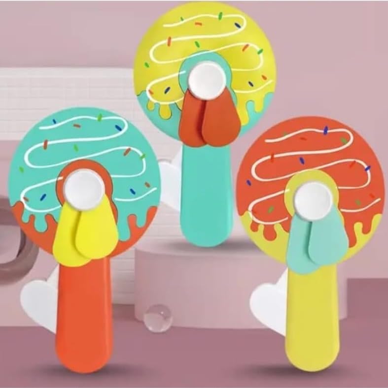 Portable Hand driven Donut Shaped Toy Fan without Battery, Kids Fan Donut Design Handheld Fan Without Battery/Kids Fan Toys