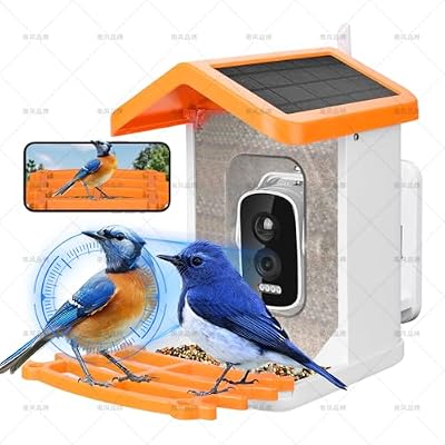 Smart Bird Feeder with Camera Solar Powered, 2K HD Video, AI Bird Species Identification, Instant Arrival Alerts, Squirrel-Proof & Weatherproof, Outdoor Bird Watching, Ideal Gift for Bird Lovers