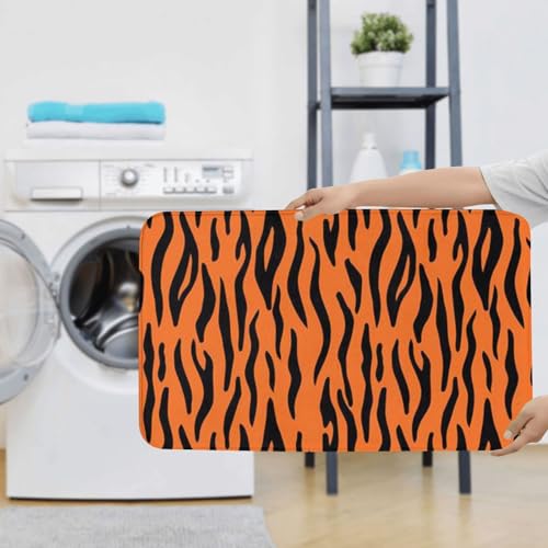 Tapis de salle de bain et contour WC orange à rayures - 8