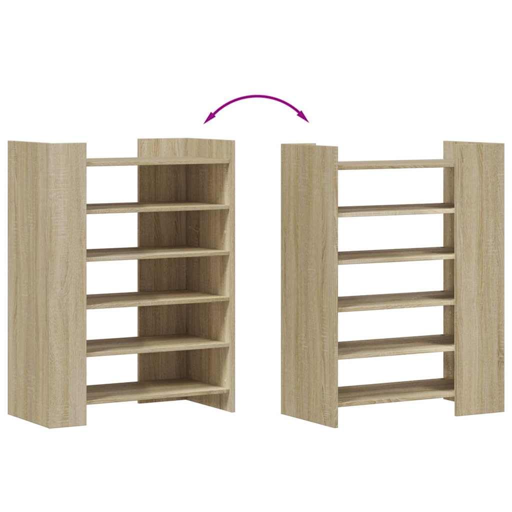 Szafka na buty dąb Sonoma z materiału drewnopochodnego 74,5 x 37,5 x 100 cm z miejscem do przechowywania, porządkiem i organizerem, wąska, wysoka, do przedpokoju, sypialni, zamkniętej półki