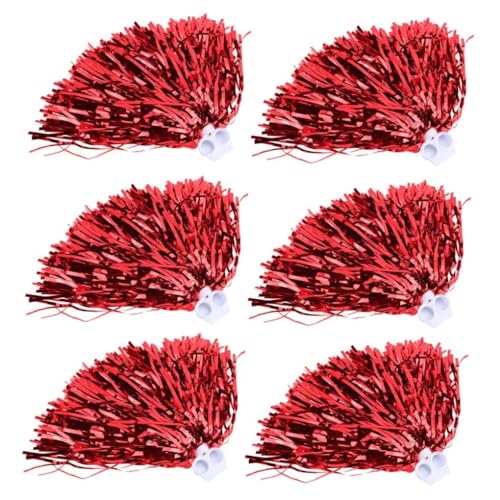 6pcs Poms de torcida esportivos vermelhos para fantasia de esportiva-size1