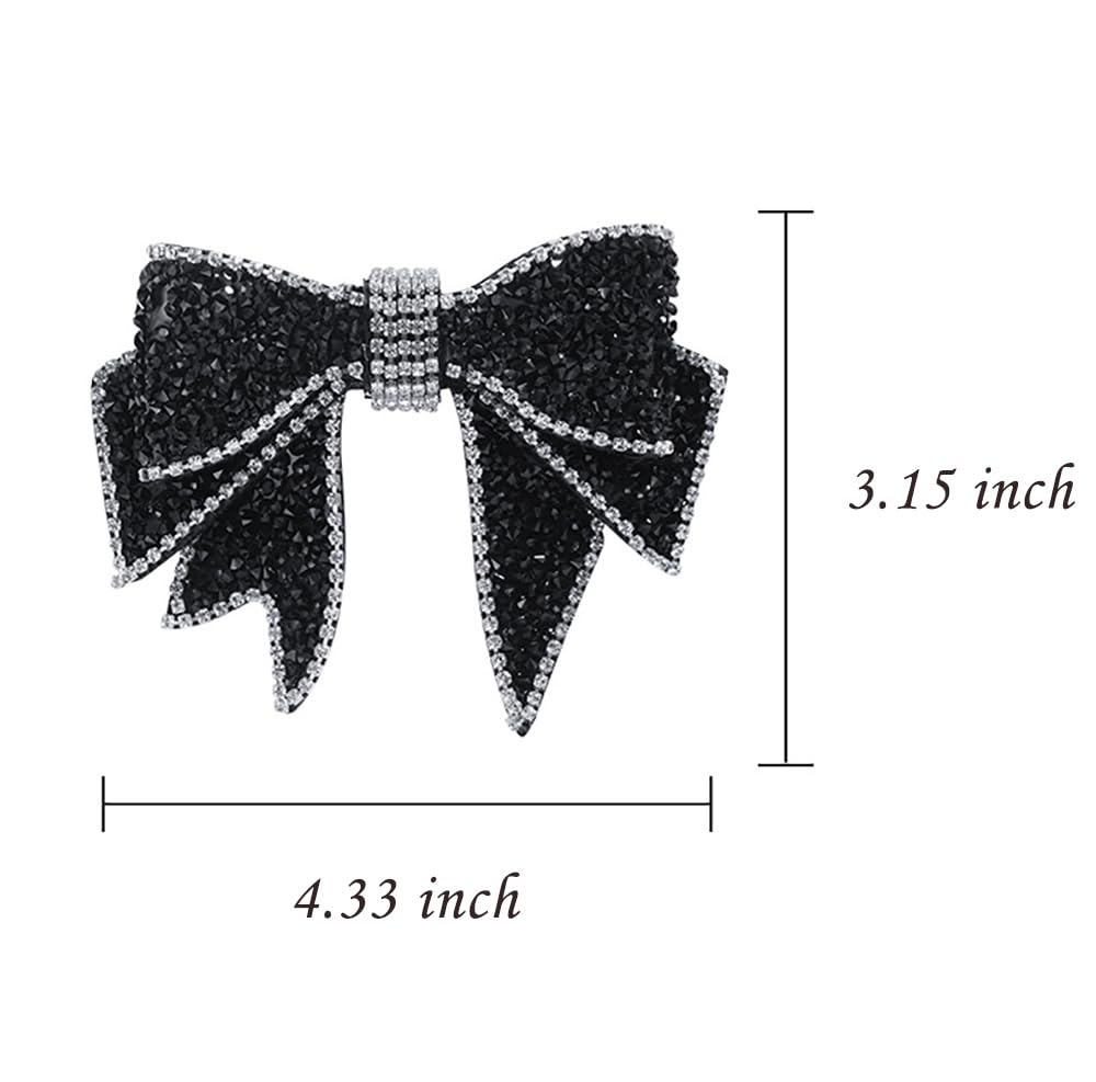 Sparkling Rhinestone‎ Bow Hair Claw Clip Black Shiny Crystal Glamour Accessory Amazon.com : Crystal Bow Hair Clips, 2PCS Rhinestone Hair  main image 3