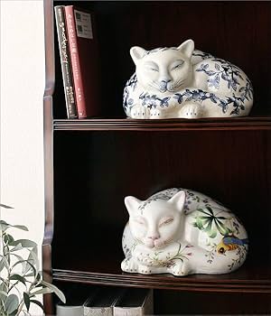 ネコ　陶器　オブジェ　置物　インテリア　工芸品　美術品　A2772 ネコ 陶器 オブジェ 置物 インテリア 工芸品 美術品 A2772