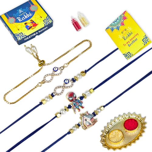 Haathka Homes Rakhi set for Brother and Bhabhi and kids, Set of 4 ...