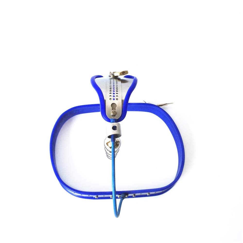 BDSM Cintura di castità invisibile in acciaio inossidabile Donna con metallo 4 sfere Plug anale Tipo T Castità Bondage Mutandine Intimo Cintura di castità Giocattoli sessuali for donne(Blue Bla
