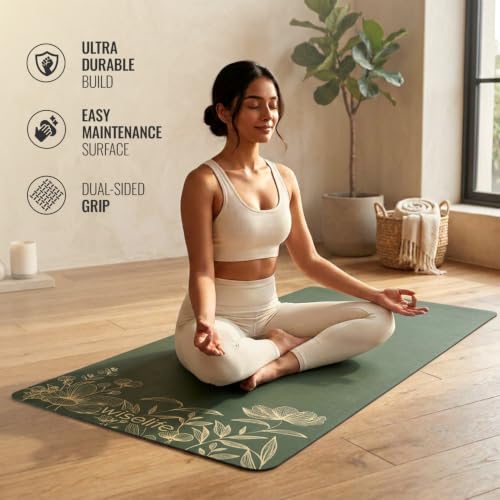 Image of WiseLife Grande XL 6 MM TPE Yoga Mat for Men & Women | Extra Thick, Long & Wide Premium Exercise Mat with Yoga Strap | Anti-Slip & Anti-Tear Ideal for Yoga, Pilates, Home Workouts & Gym Use (Green)