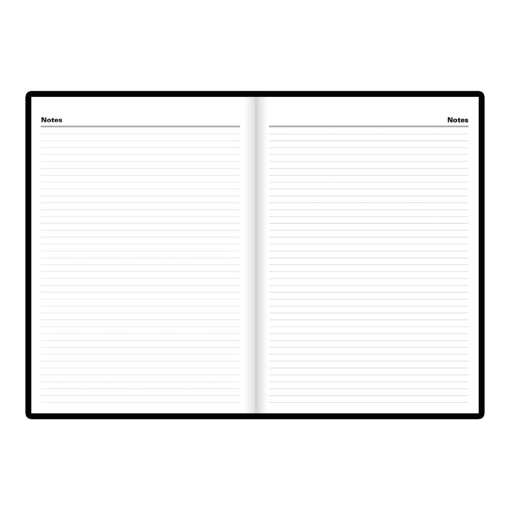 LETTS Agenda giornaliera standard A4, senza tempo, rilegatura perfetta, copertina rigida effetto pelle, inglese, nero